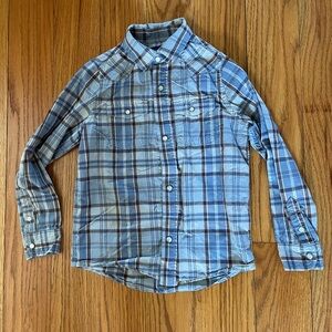 Light Blue Plaid Long-Sleeve Shirt for boys